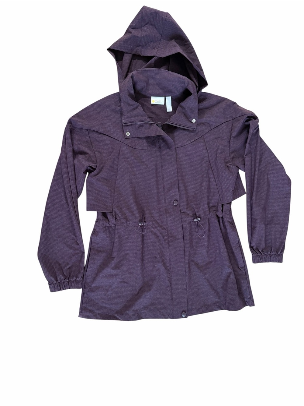 Zella Packable Hooded Rain Jacket Purple Utility Travel Coat Womens Small - Picture 3 of 10